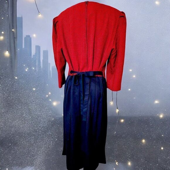 Ms Dorby red black houndstooth embroidered roses long dress - Picture 7 of 7